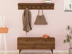 Schoenenkast + Kapstok Rupa Melamine Walnoot