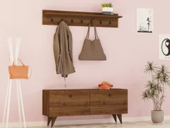Schoenenkast + Kapstok Rupa Melamine Walnoot