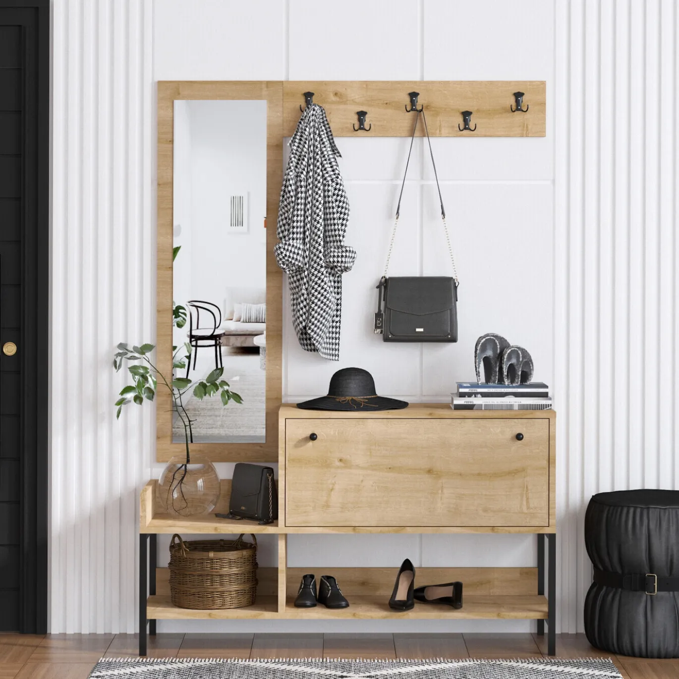 Schoenenkast Nonso Melamine Saffier Eiken