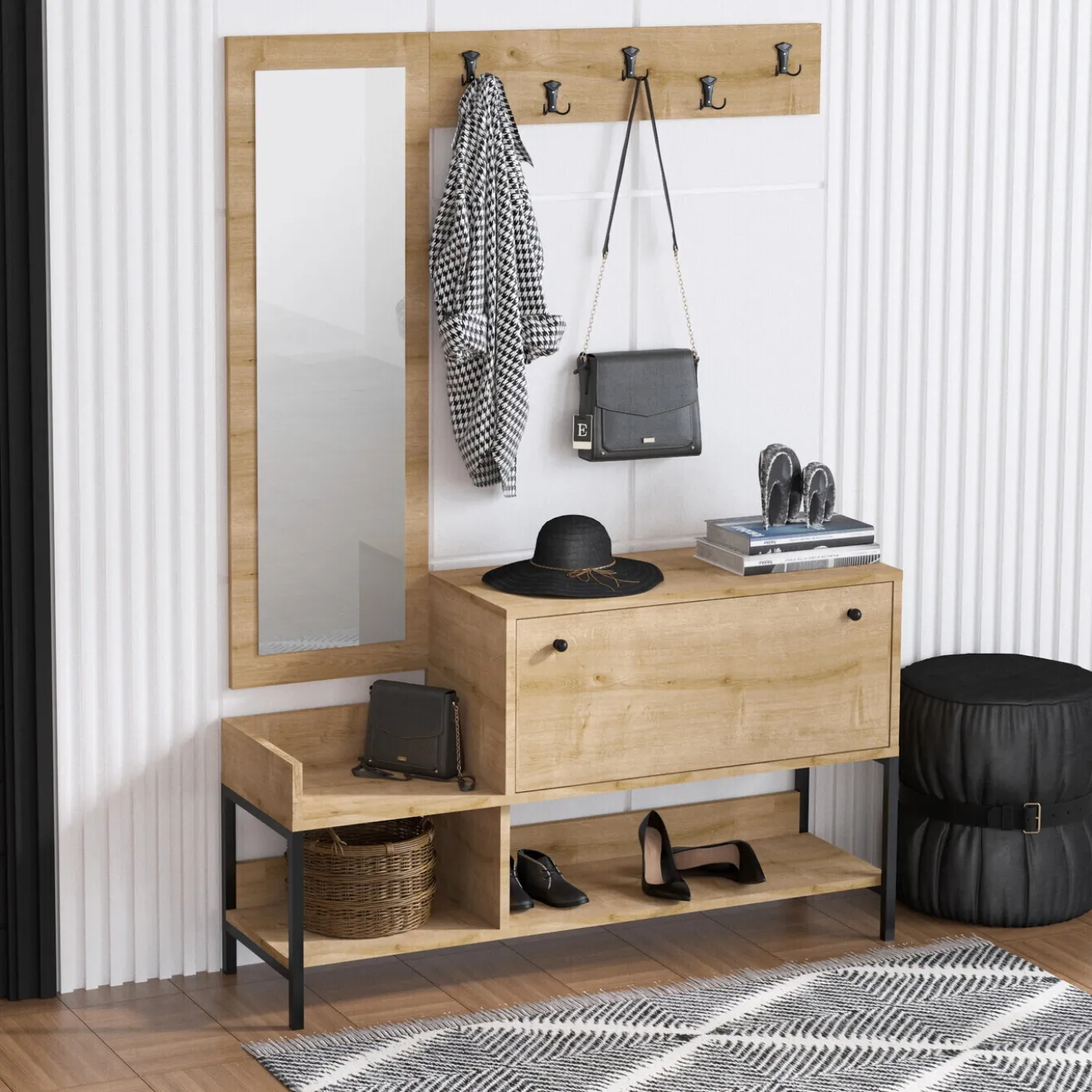 Schoenenkast Nonso Melamine Saffier Eiken