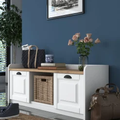 Schoenenkast Persembe Wit/Walnoot
