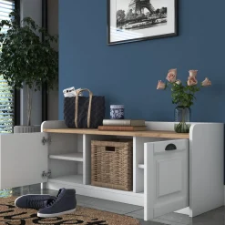 Schoenenkast Persembe Wit/Walnoot