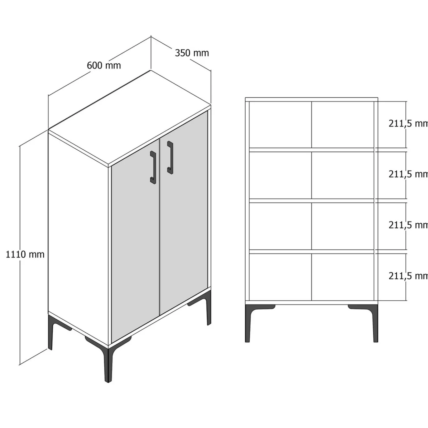 Schoenenkast Prag Melamine Walnoot Wit