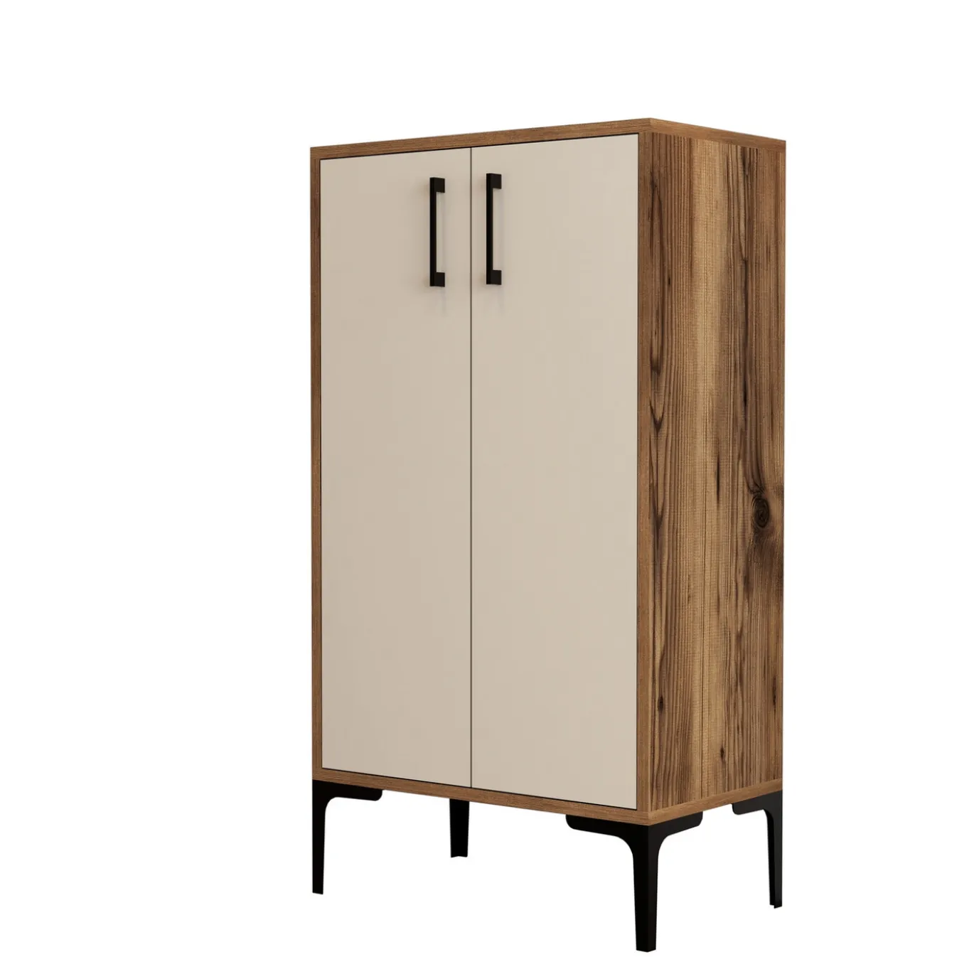 Schoenenkast Prag Melamine Walnoot Crème