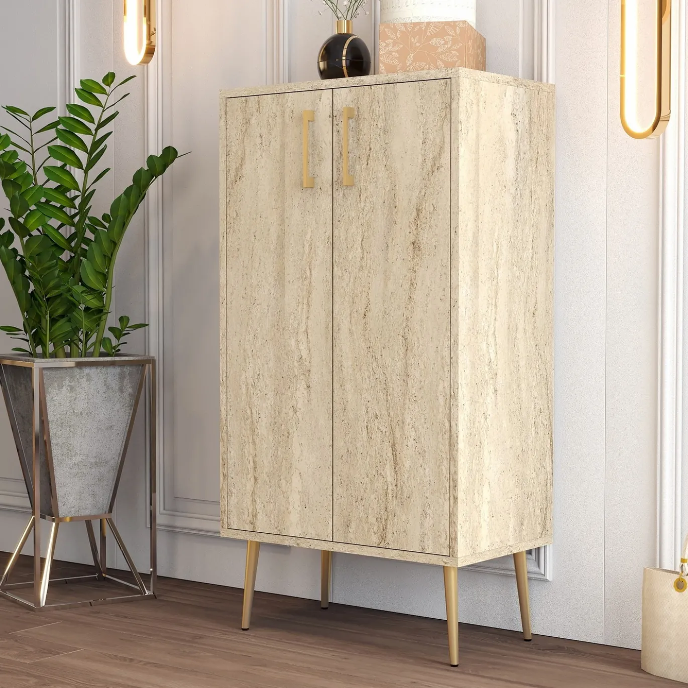 Schoenenkast Prag Travertinlook 110cm