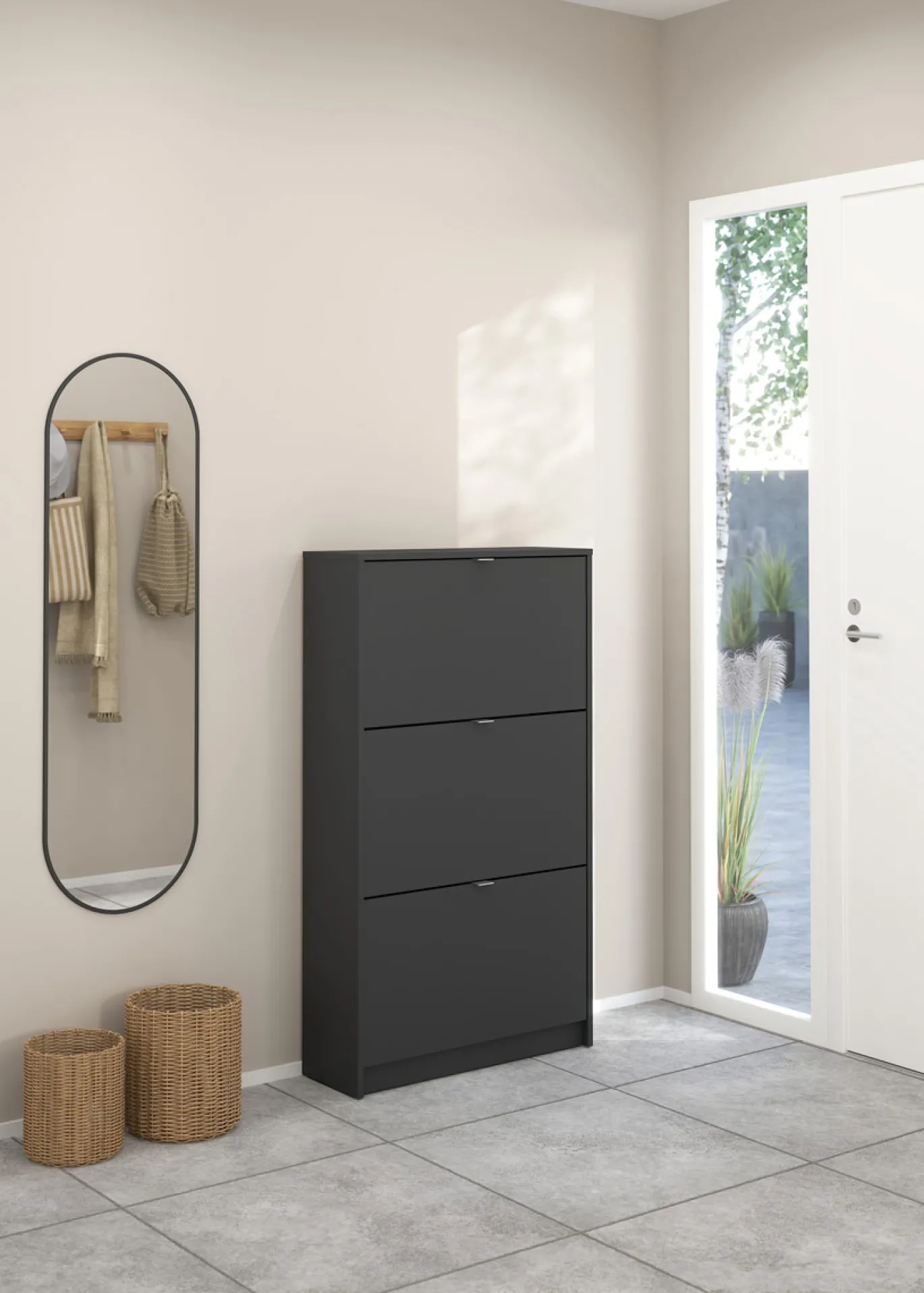 Schoenenkast Shoes Matgrijs 3-vakken - Giga Living