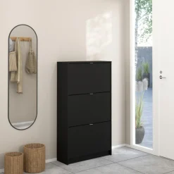 Schoenenkast Shoes Mat Zwart 3-vakken - Giga Living