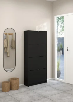 Schoenenkast Shoes Mat Zwart 4-vakken - Giga Living