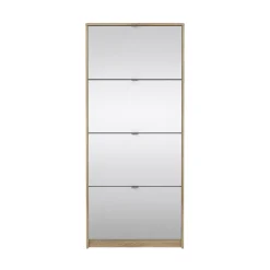 Schoenenkast Shoes Naturel Met Spiegel - Giga Living