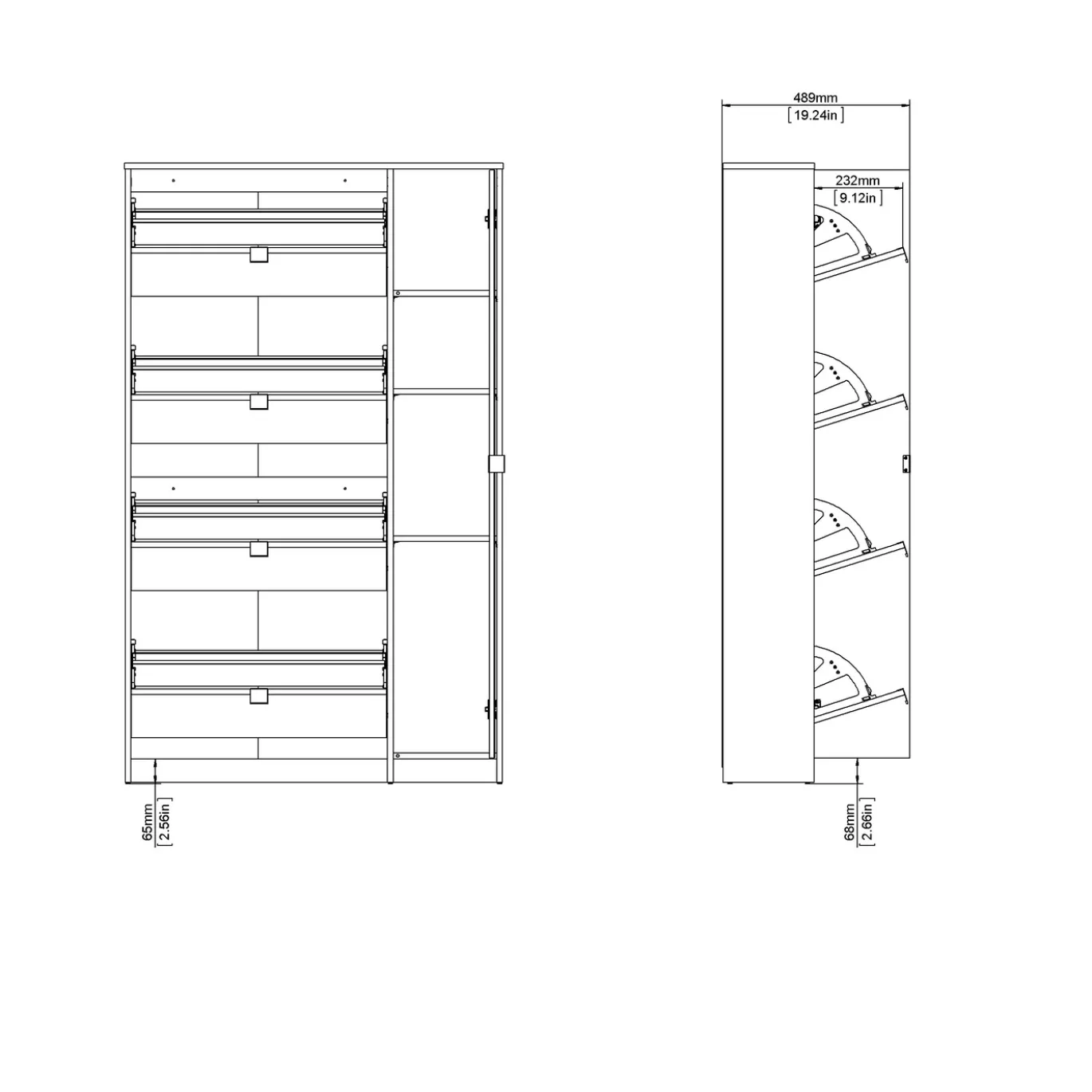 Schoenenkast Shoes Naturel/Wit Hoogglans 162cm - Giga Living