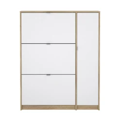 Schoenenkast Shoes Naturel/Wit Hoogglans 124cm - Giga Living