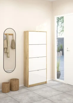 Schoenenkast Shoes Naturel/Wit Hoogglans - Giga Living