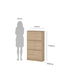 Schoenenkast Shoes 3 vakken + 2 Lagen Hickory - Giga Living