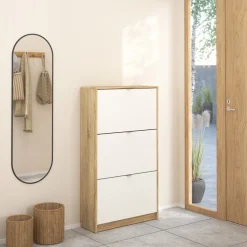 Schoenenkast Shoes Wit/Naturel 3-vakken - Giga Living