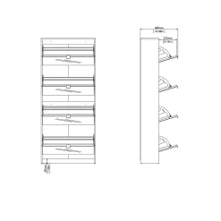 Schoenenkast Shoes Wit 4-vakken Met Spiegel - Giga Living