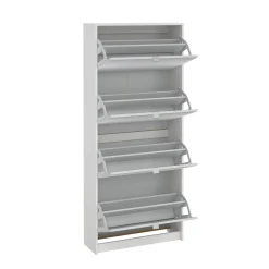 Schoenenkast Shoes Wit 4-vakken Met Spiegel - Giga Living