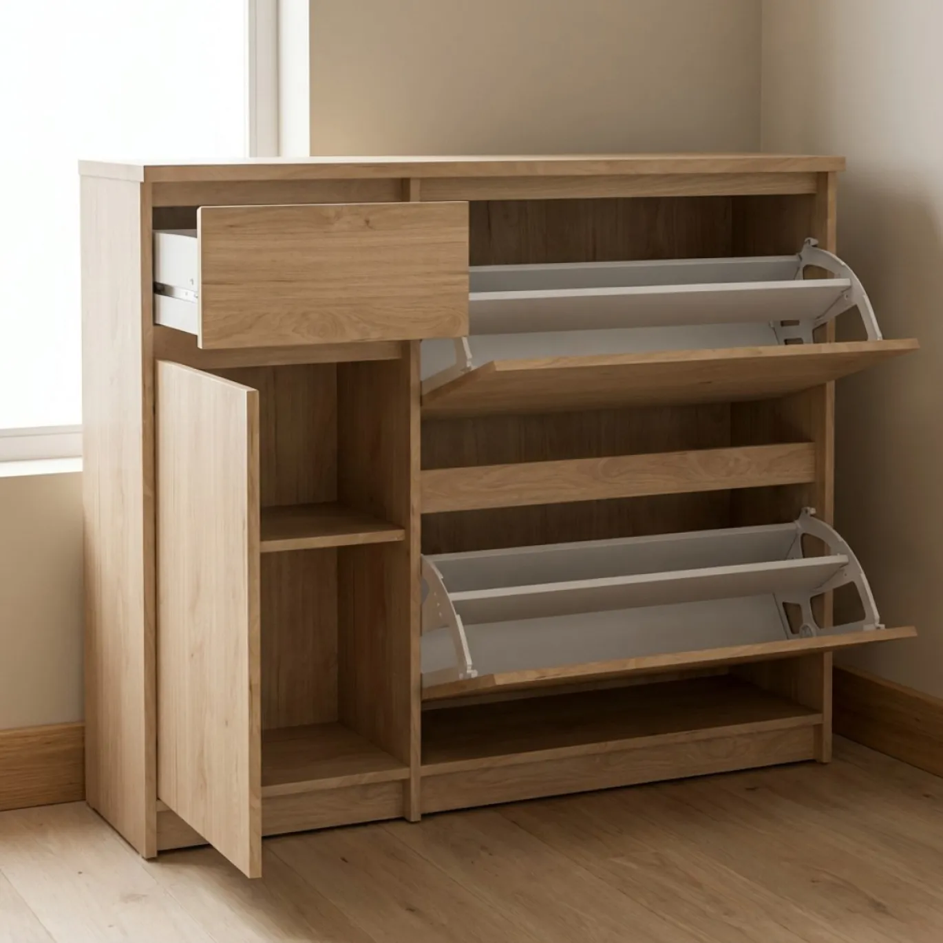 Schoenenkast Ylva Hickory - Giga Living