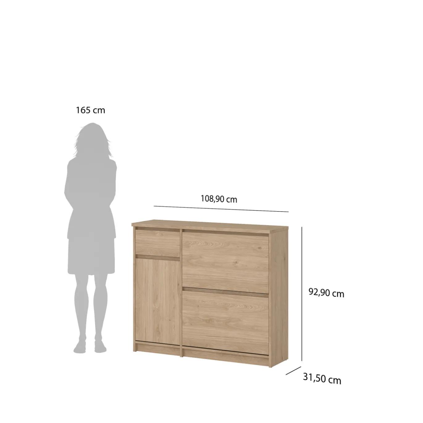 Schoenenkast Ylva Hickory - Giga Living