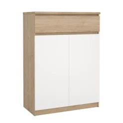 Schoenenkast Ylva met 2 deuren + 1 lade Wit Hickory - Giga Living