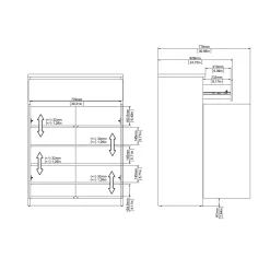 Schoenenkast Ylva met 2 deuren + 1 lade Wit Hickory - Giga Living