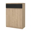 Schoenenkast Ylva met 2 deuren + 1 lade Matzwart Hickory - Giga Living