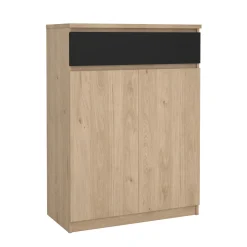 Schoenenkast Ylva met 2 deuren + 1 lade Matzwart Hickory - Giga Living
