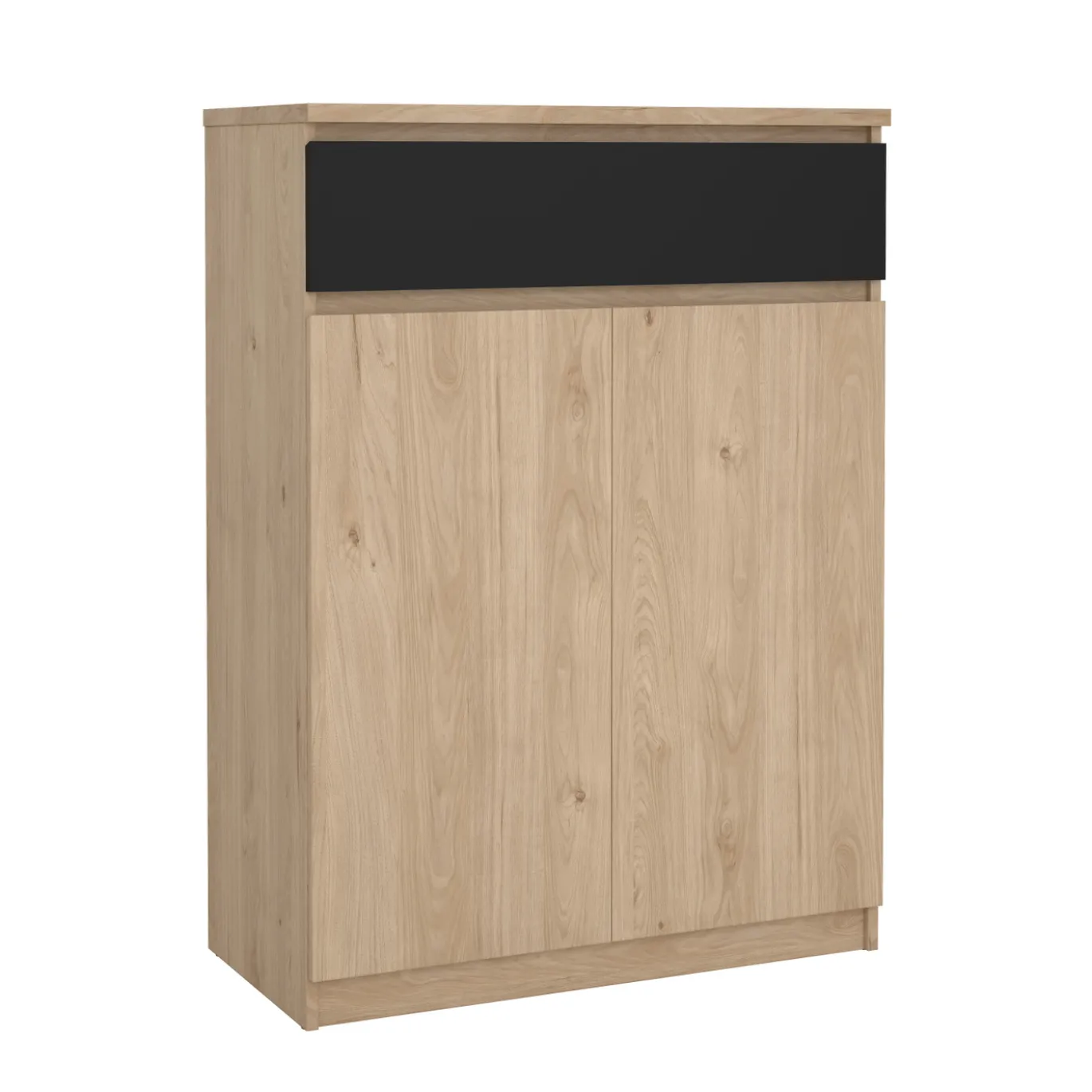 Schoenenkast Ylva met 2 deuren + 1 lade Matzwart Hickory - Giga Living