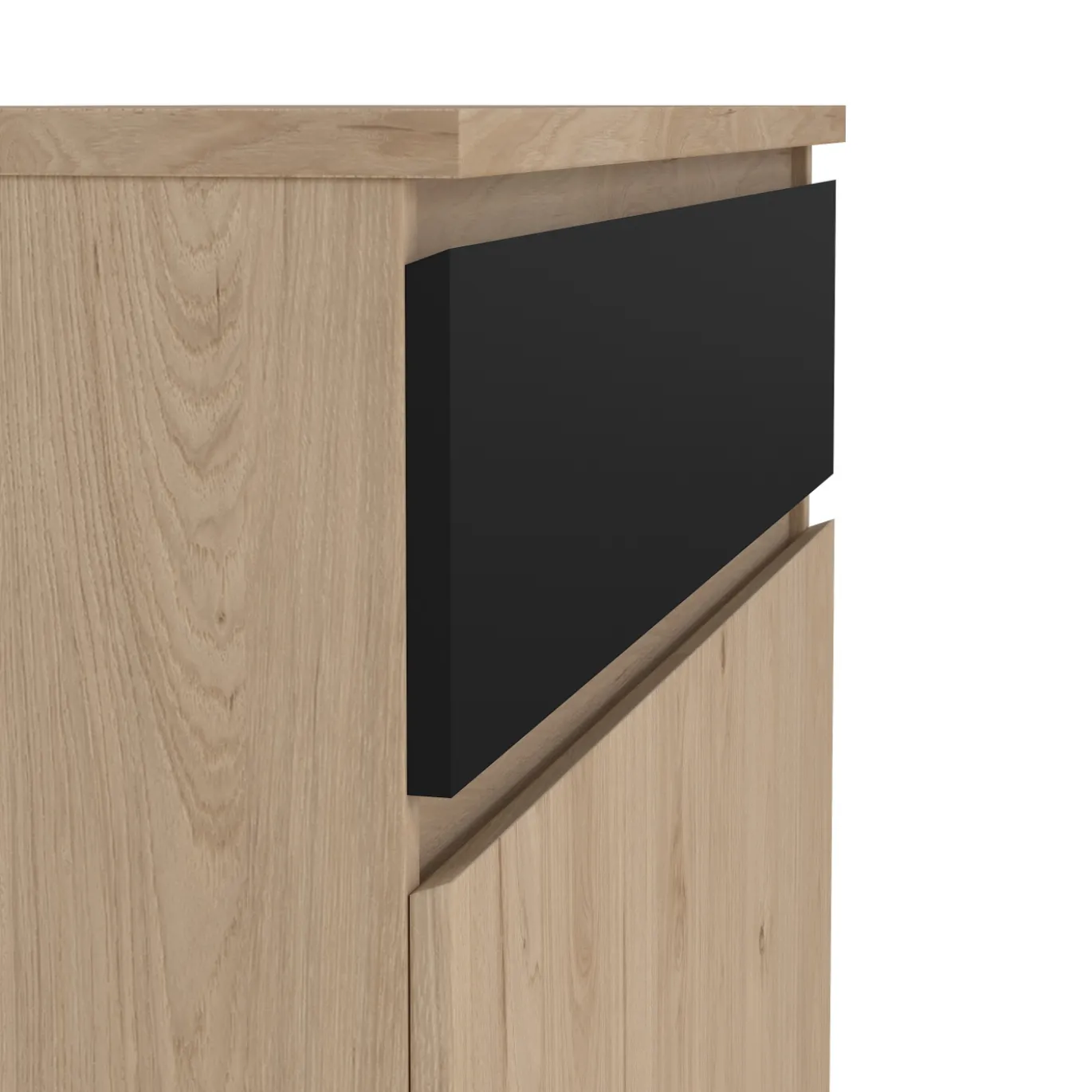 Schoenenkast Ylva met 2 deuren + 1 lade Matzwart Hickory - Giga Living