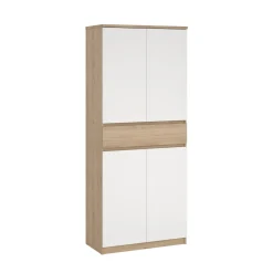 Schoenenkast Ylva met 4 deuren + 1 lade Wit Hickory - Giga Living