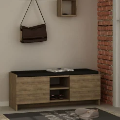 Schoenenkast Zulla Melamine Donker Eiken