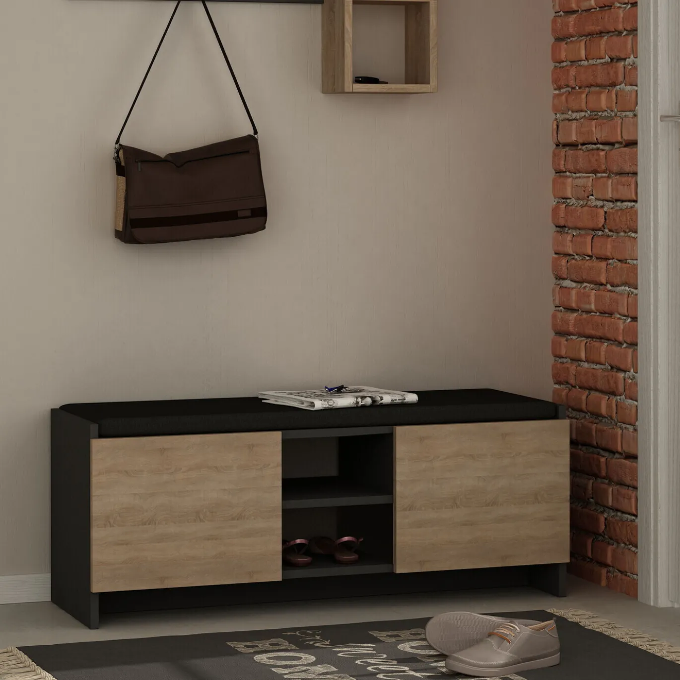 Schoenenkast Zulla Melamine Antraciet Sonomo
