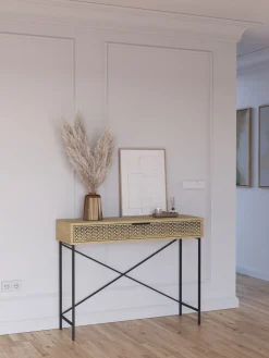 Sidetable Ecrin 1dr Eiken met Metaal - Giga Meubel