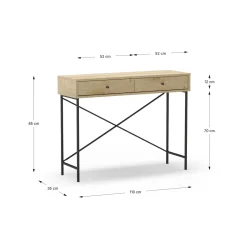 Sidetable Titan 2L Eiken met Metaal - Giga Meubel