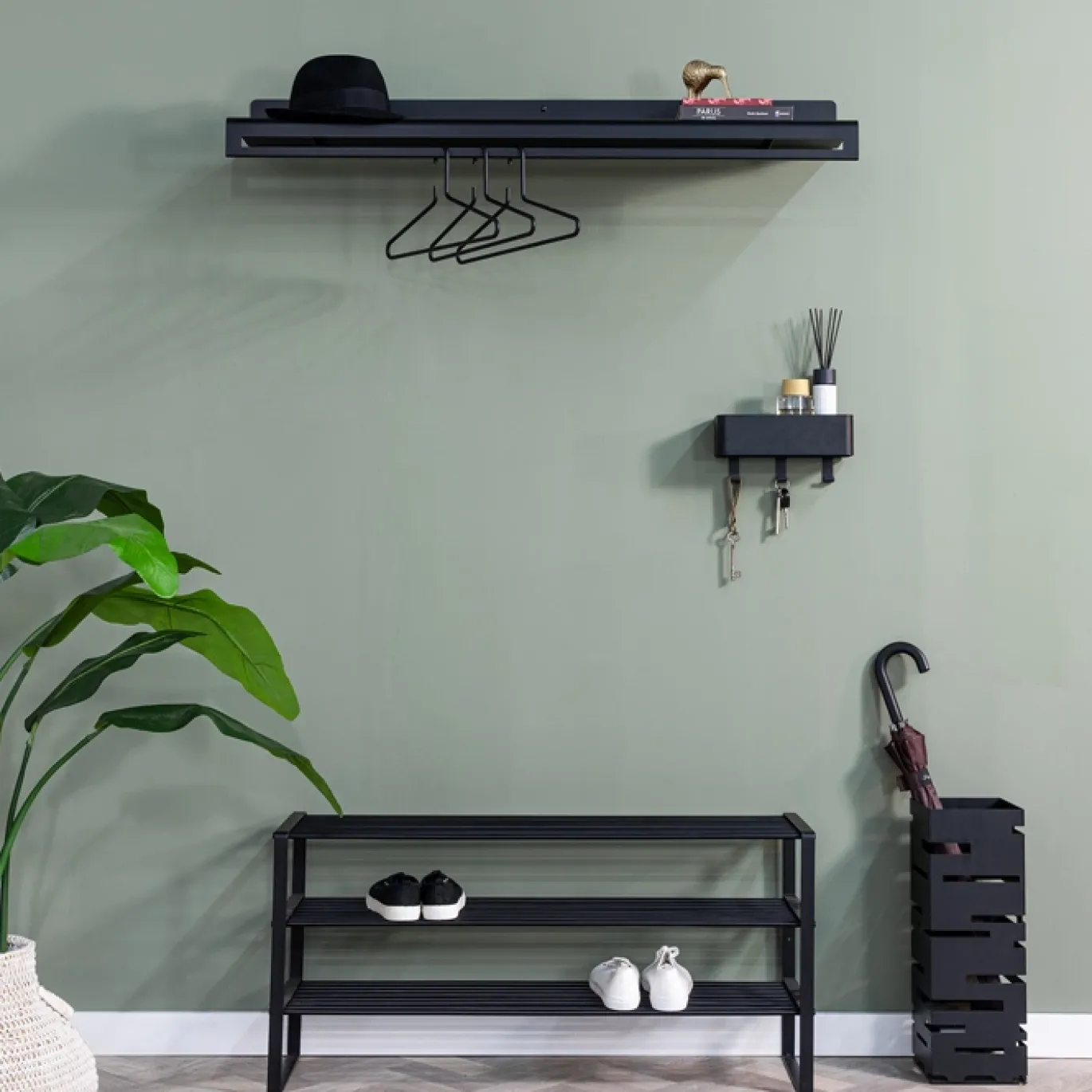 Spinder Design Wandkapstok Sway Staal Zwart 120cm