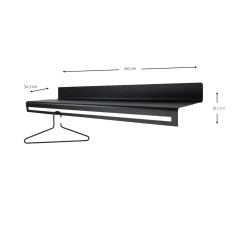 Spinder Design Wandkapstok Sway Staal Zwart 120cm