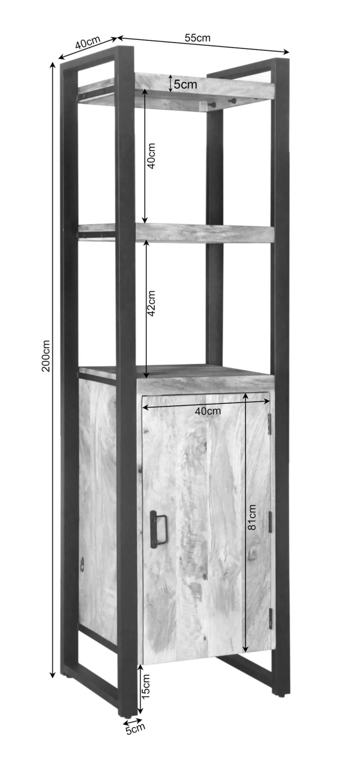 Starfurn Boekenkast Britt 200x55cm Deur