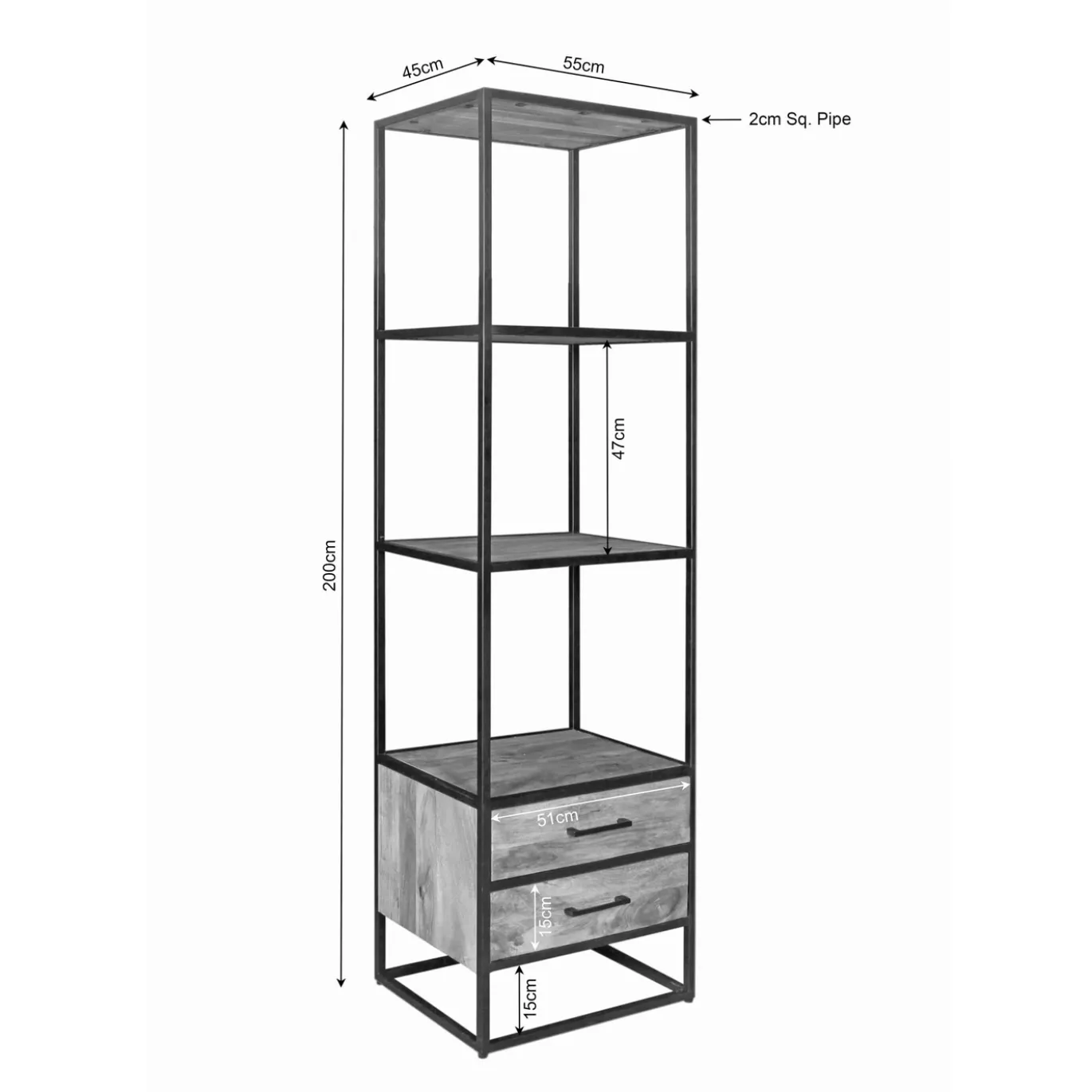 Starfurn Boekenkast Dakota Naturel 2 lades 55cm