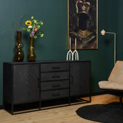 StarFurn Dressoir New York Mangohout Zwart 165cm