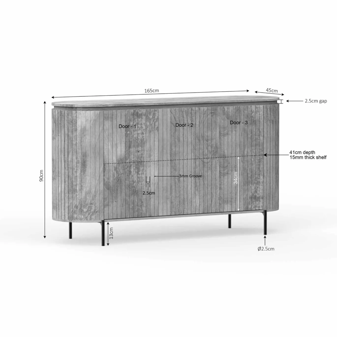 StarFurn Dressoir Solana 165cm Taupe