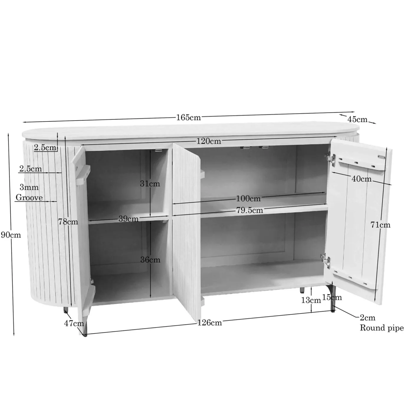 StarFurn Dressoir Solana Zand Mangohout 165cm