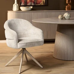 Starfurn Eetkamerstoel Bella Off White Poot Zand Met Armleuning