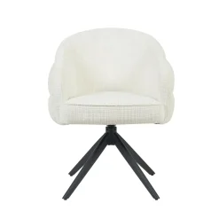 Starfurn Eetkamerstoel Bella Off White Poot Zwart Met Armleuning