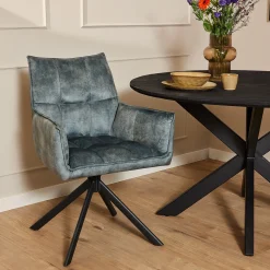 StarFurn Eetkamerstoel Dani Velvet Lichtblauw