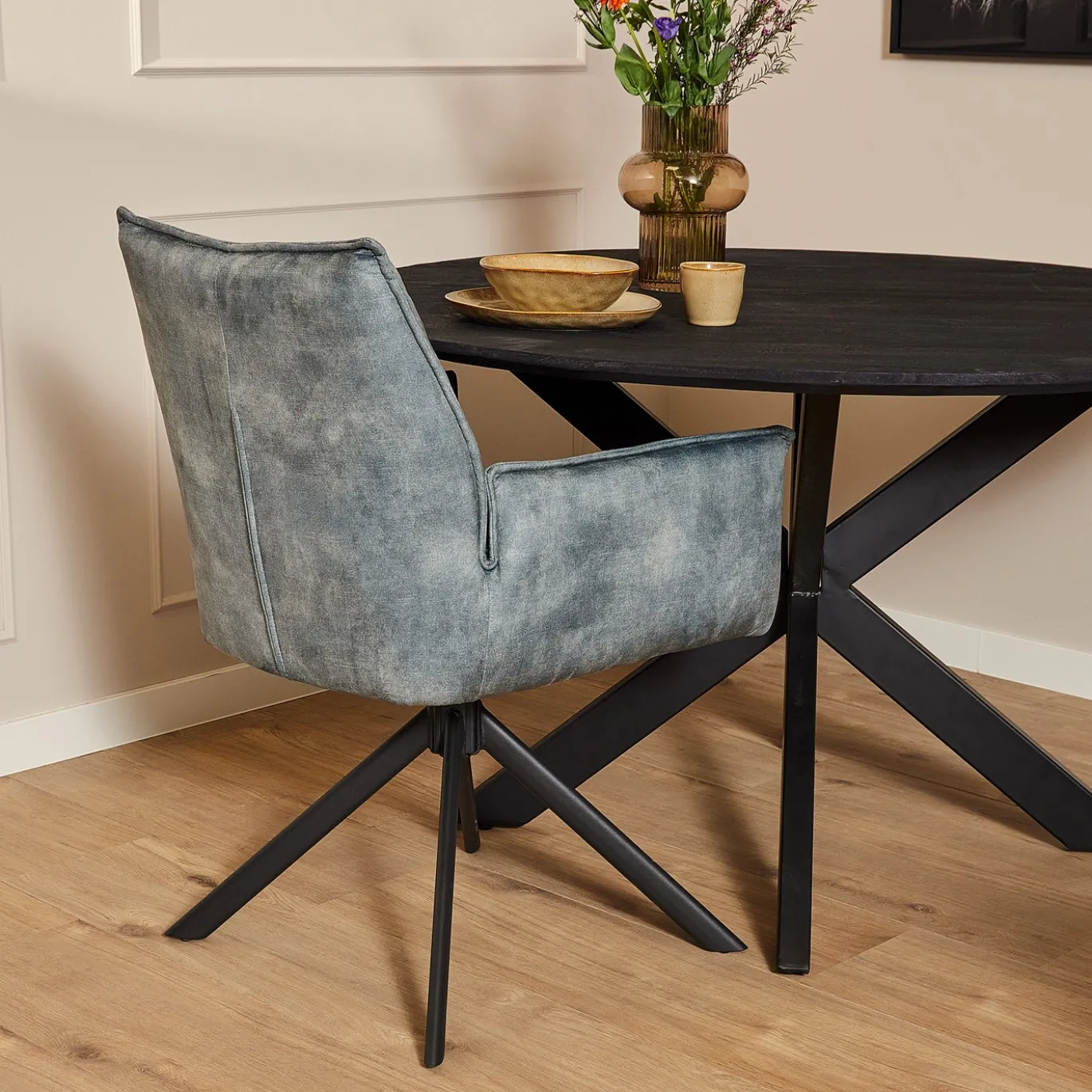 StarFurn Eetkamerstoel Dani Velvet Lichtblauw