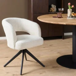 Starfurn Eetkamerstoel Demi Off White Poot Zwart