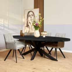 StarFurn Eetkamertafel Denver Zwart Ovaal 210cm