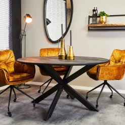 StarFurn Eetkamertafel New York Mangohout Zwart Ø130cm