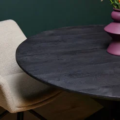 StarFurn Eetkamertafel New York Mangohout Zwart Ø130cm
