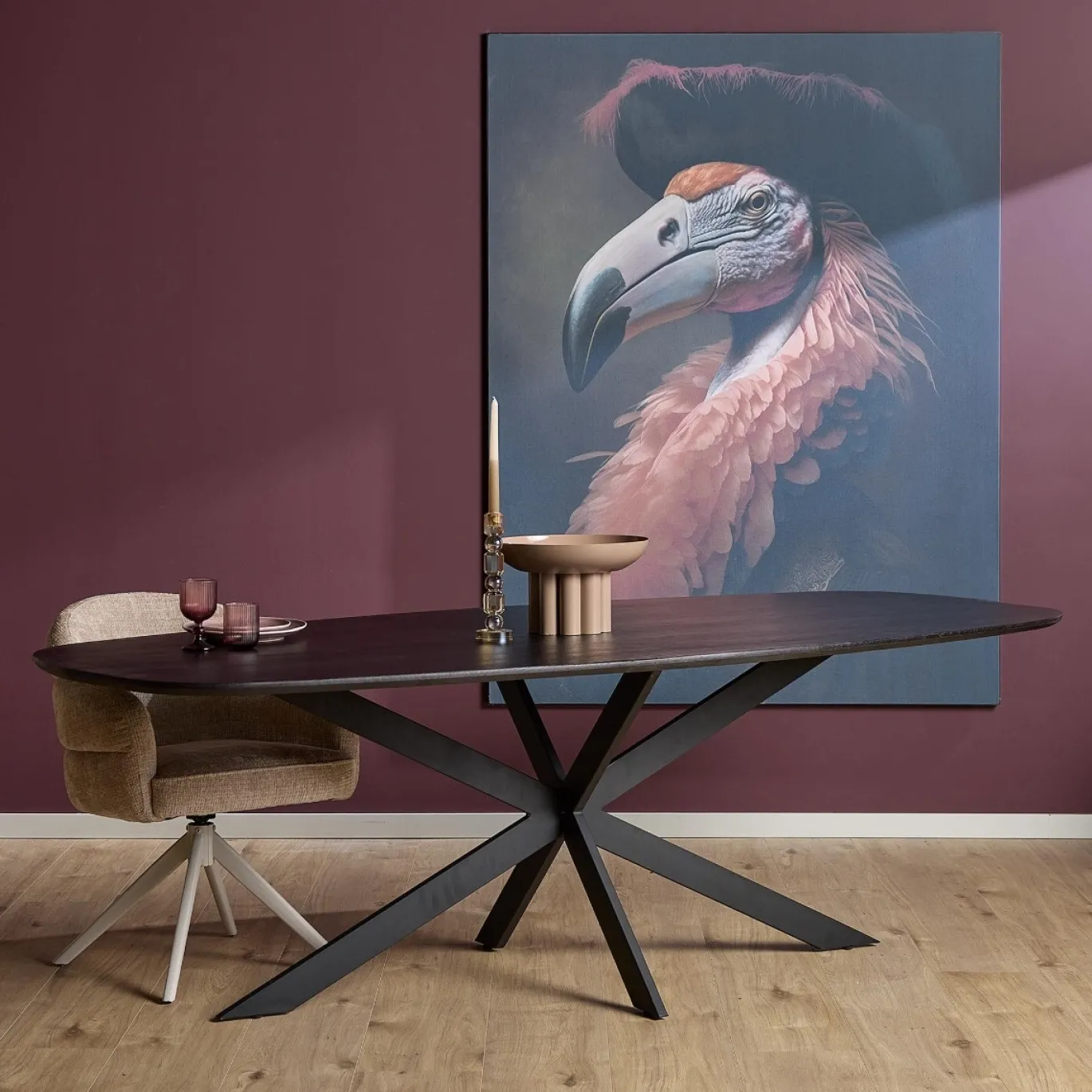 StarFurn Eettafel Ferris Eiken Deens Ovaal 200cm Zwart