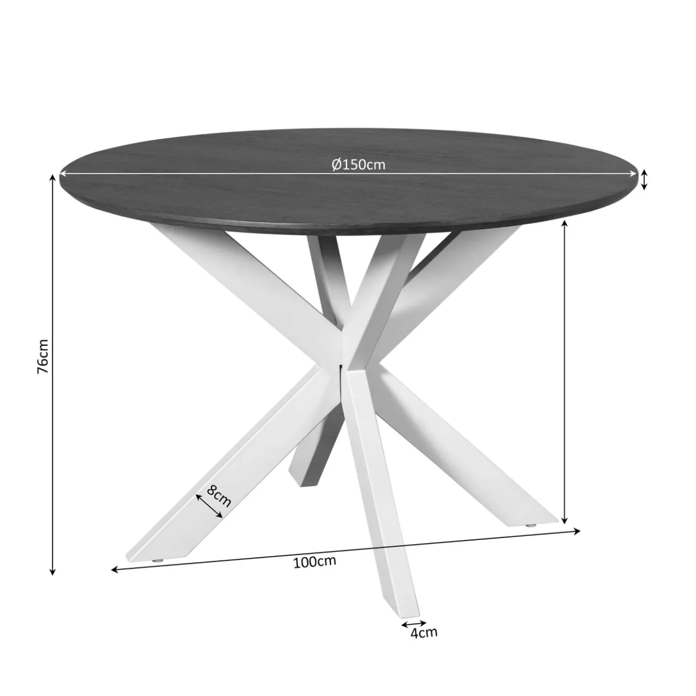 StarFurn Eettafel Madison Bruin 130cm Poot Zand